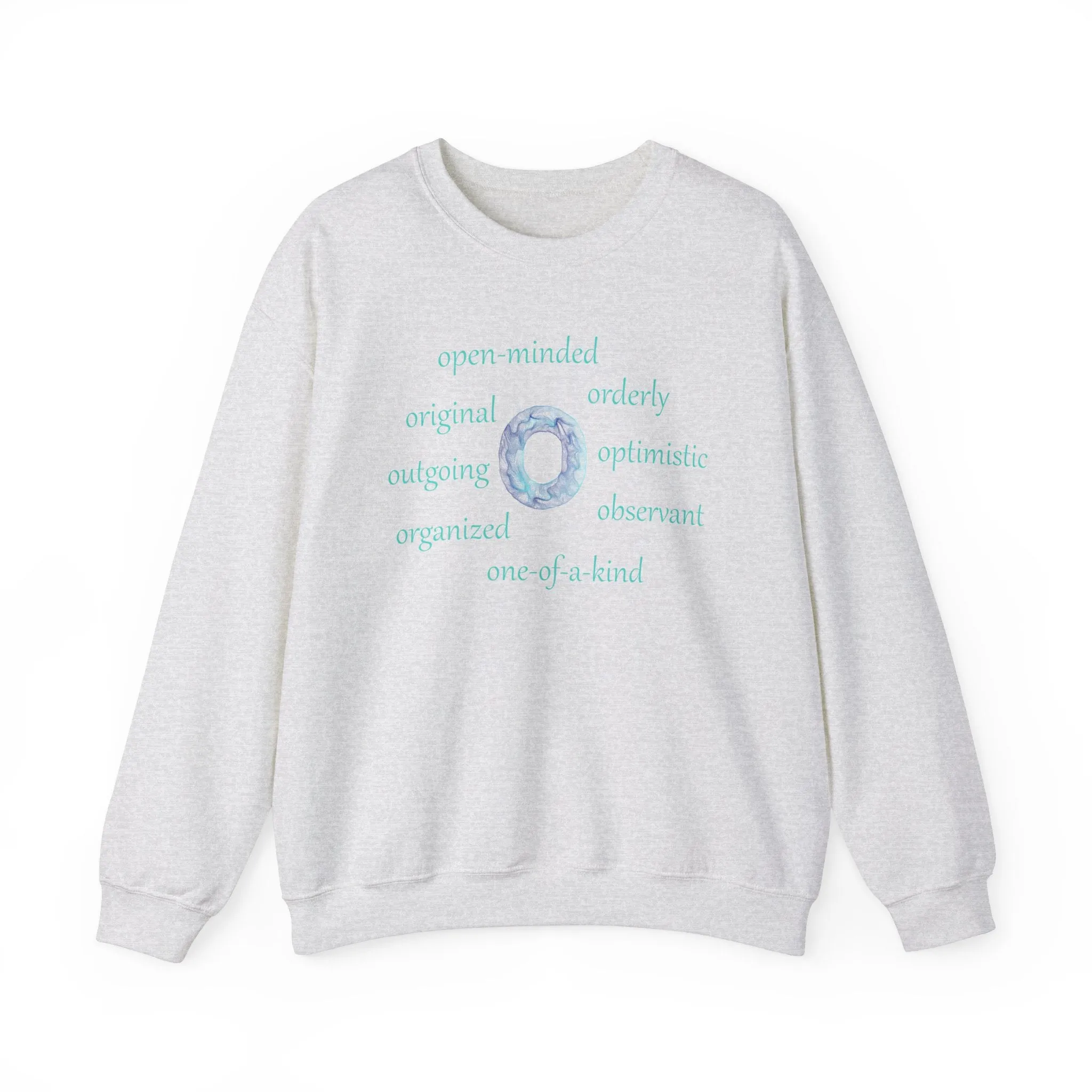 O Alphabet Sweatshirt, Alphabet Initial "O", Motivational, Mental Health, Optimistic Unisex Heavy Blend™ Crewneck Sweatshirt, Self-affirming Sweatshirt