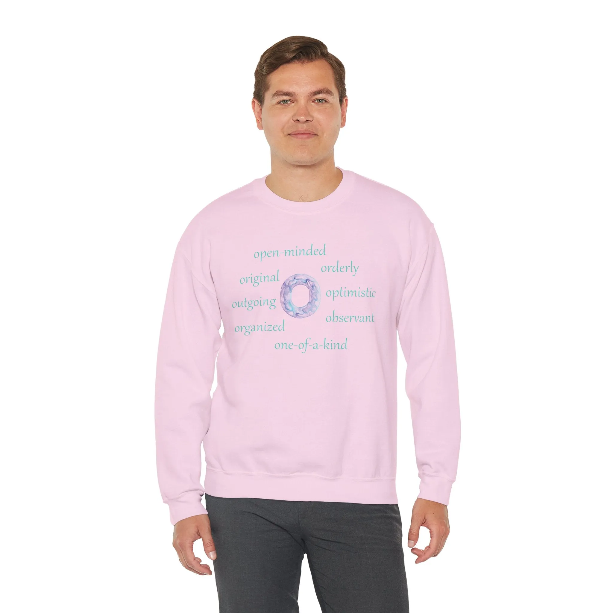 O Alphabet Sweatshirt, Alphabet Initial "O", Motivational, Mental Health, Optimistic Unisex Heavy Blend™ Crewneck Sweatshirt, Self-affirming Sweatshirt