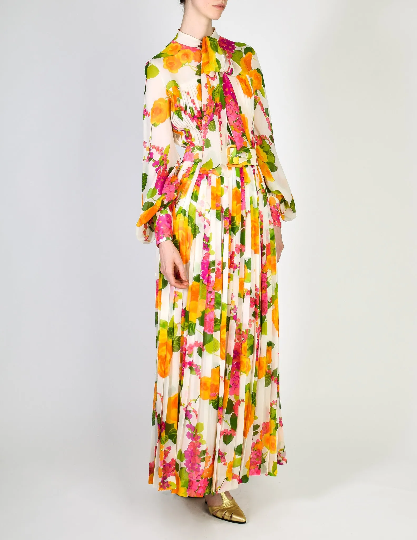 Oscar de la Renta Vintage Floral Chiffon Dress