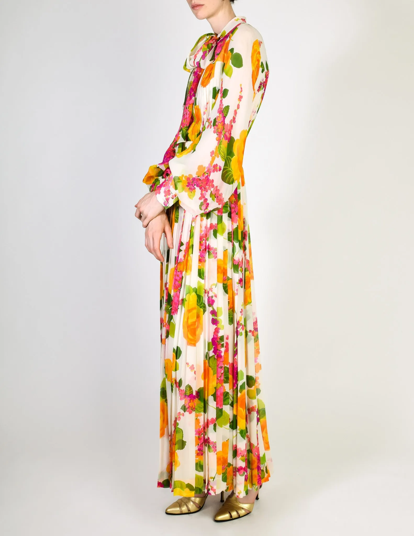 Oscar de la Renta Vintage Floral Chiffon Dress