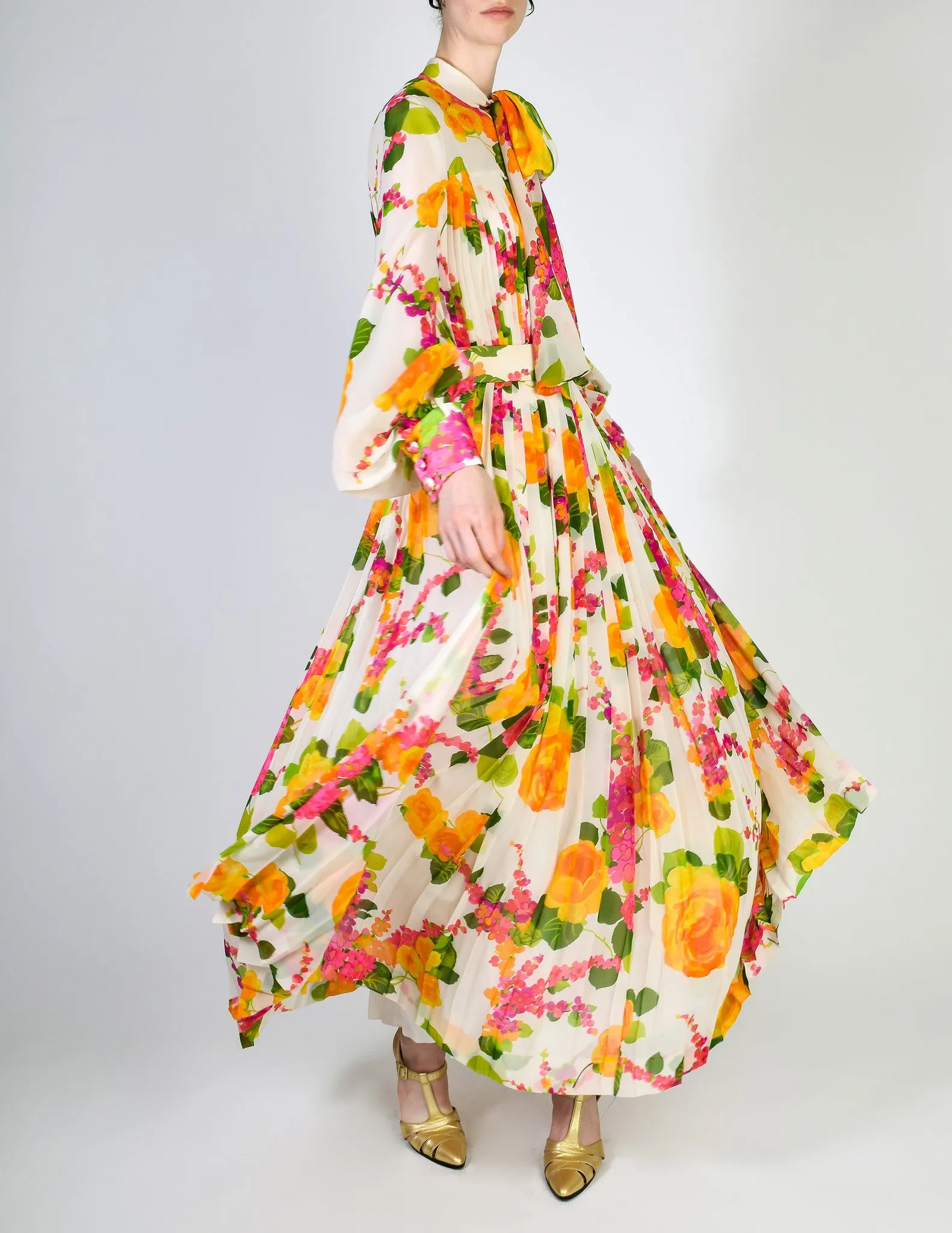 Oscar de la Renta Vintage Floral Chiffon Dress