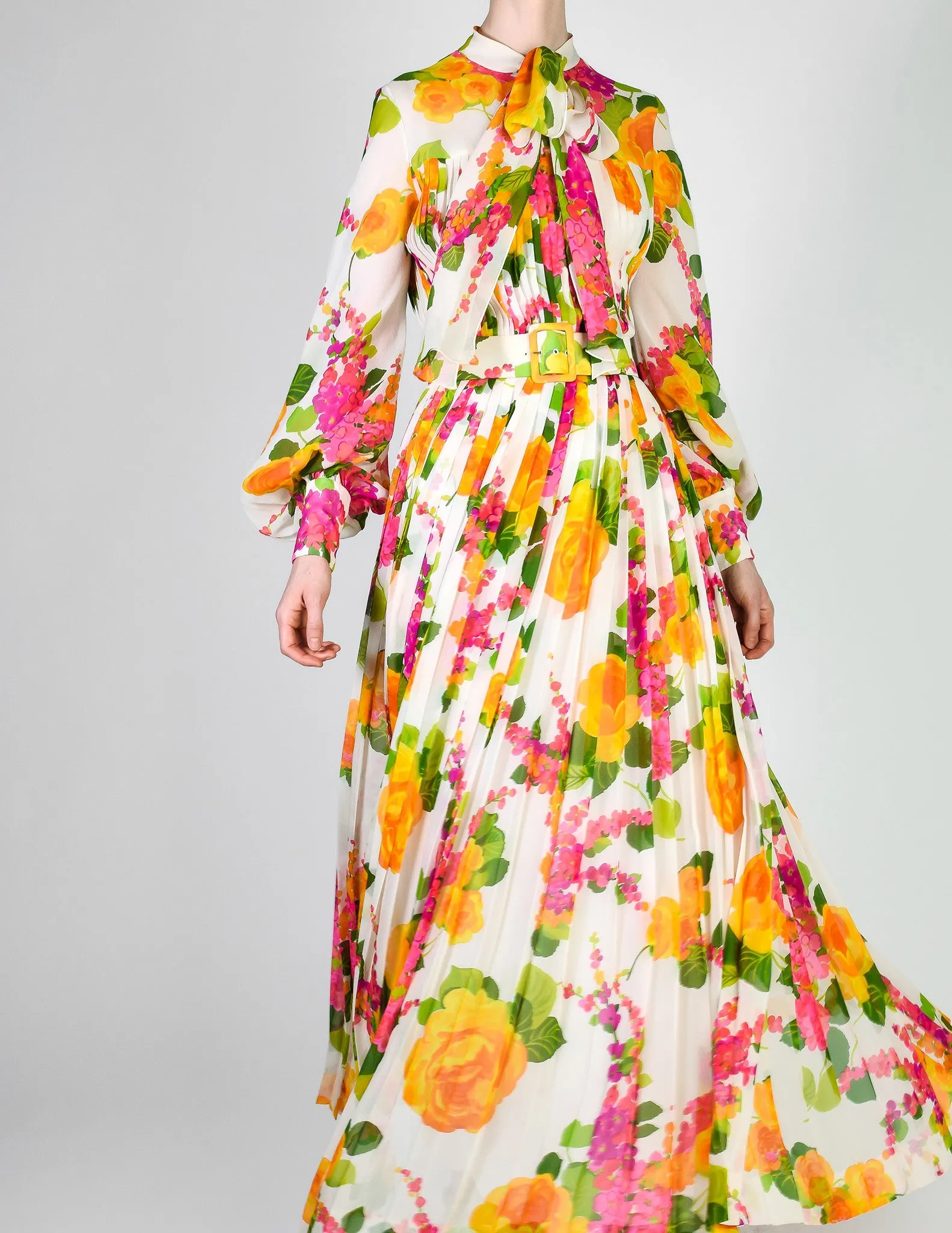 Oscar de la Renta Vintage Floral Chiffon Dress