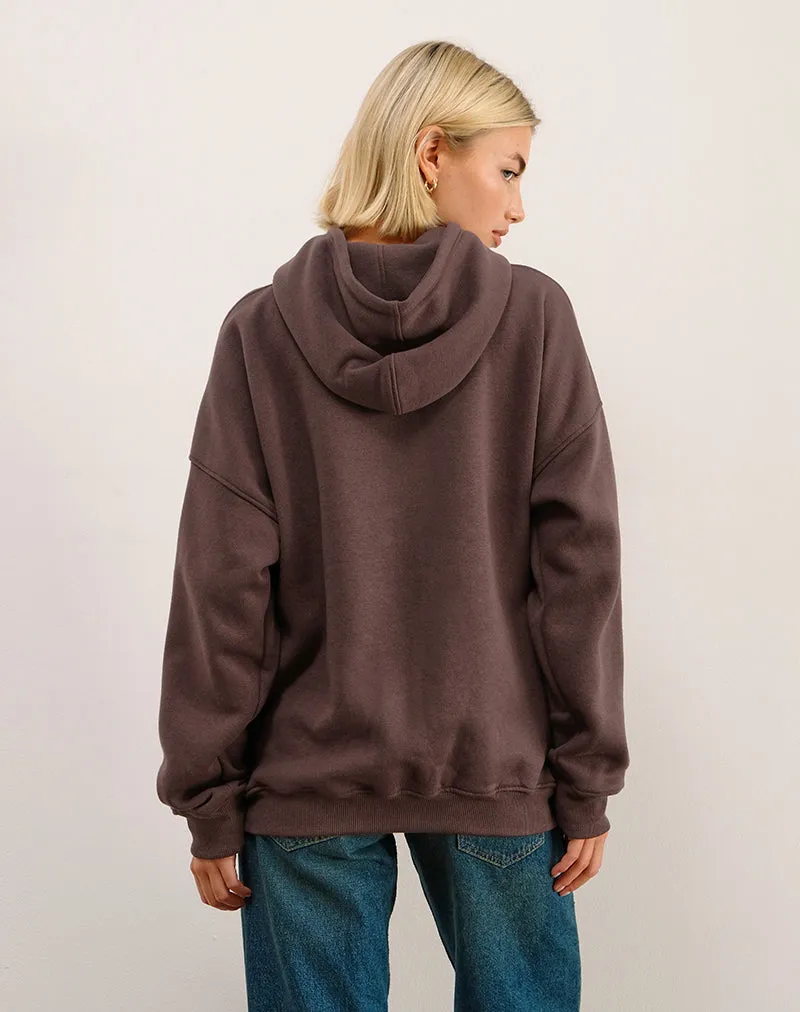 Oversize Hoodie in Deep Mahogany with See You Next Tuesday Print