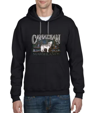 P551H BLK - RETRO CANADIAN HOODIE, WOLF