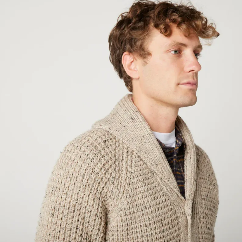 Peregrine Waffle Shawl Cardigan Made in England WC5686