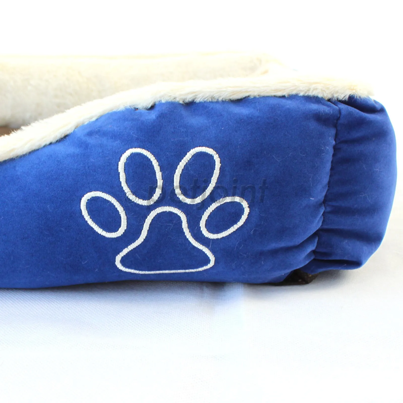 Pet Dog Cat Bed Home - Soft Cushion Mat - Faux Suede Fleece - Blue