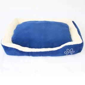 Pet Dog Cat Bed Home - Soft Cushion Mat - Faux Suede Fleece - Blue