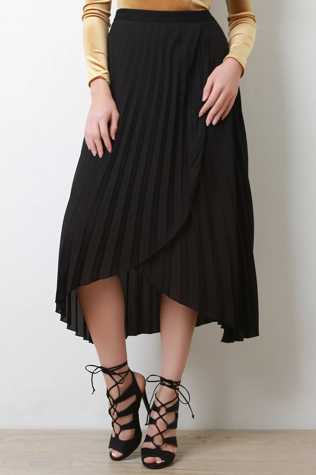 Pleated Chiffon Tulip Maxi Skirt