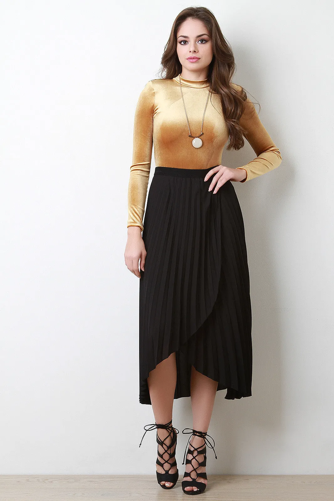 Pleated Chiffon Tulip Maxi Skirt