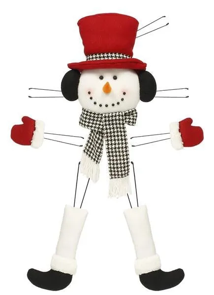 Plush Snowman Wreath Decor Kit: Dk Red/Houndstooth