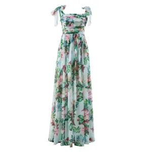 Pre Order:  Floral Patchwork Pleated Chest Wrap Maxi Dress