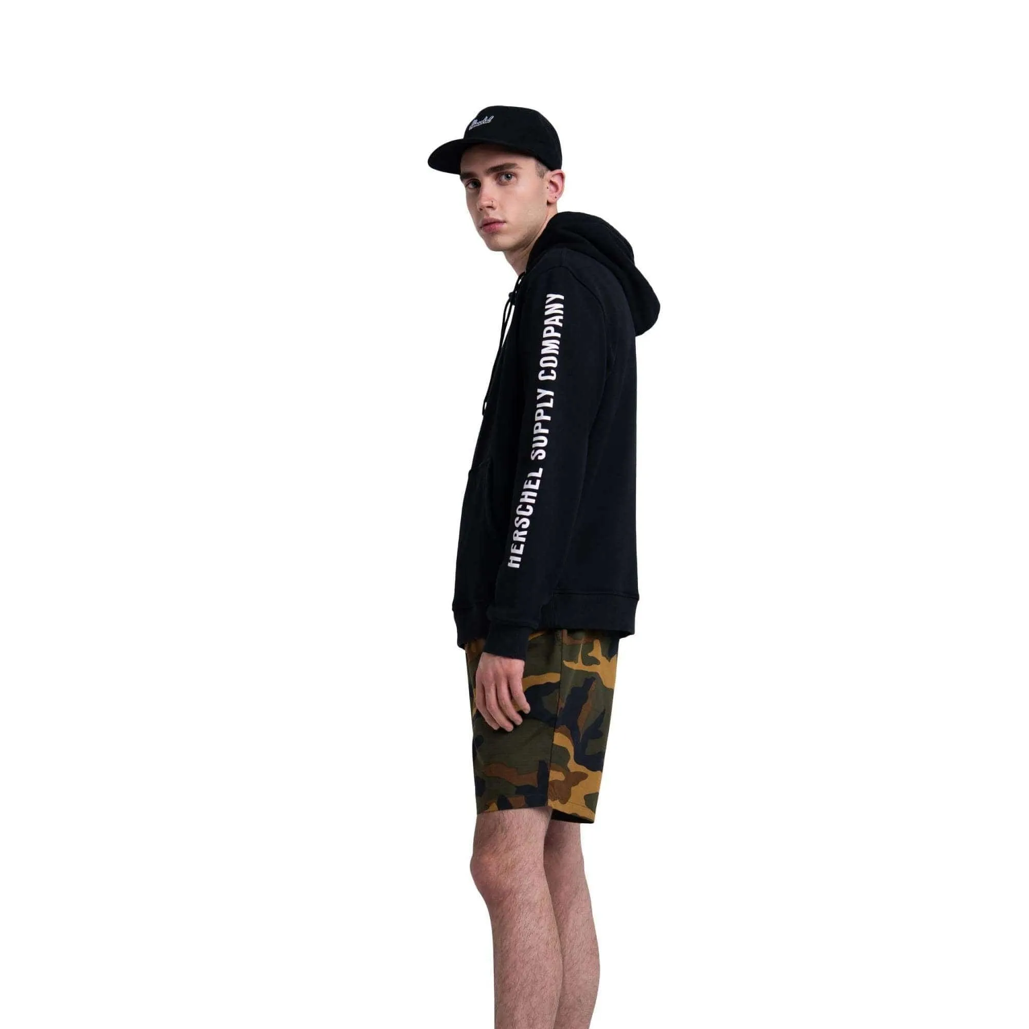 Pullover Hoodie Sleeve Print Black/White