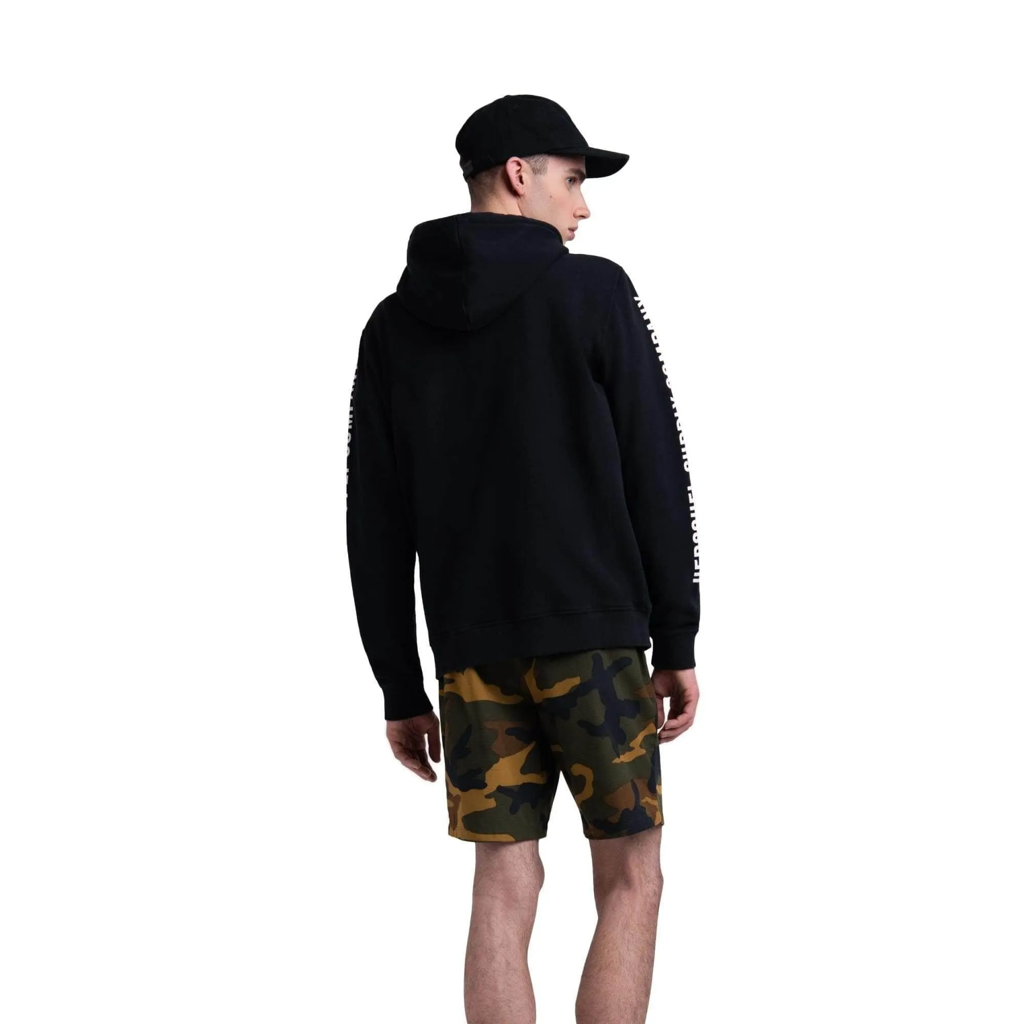 Pullover Hoodie Sleeve Print Black/White