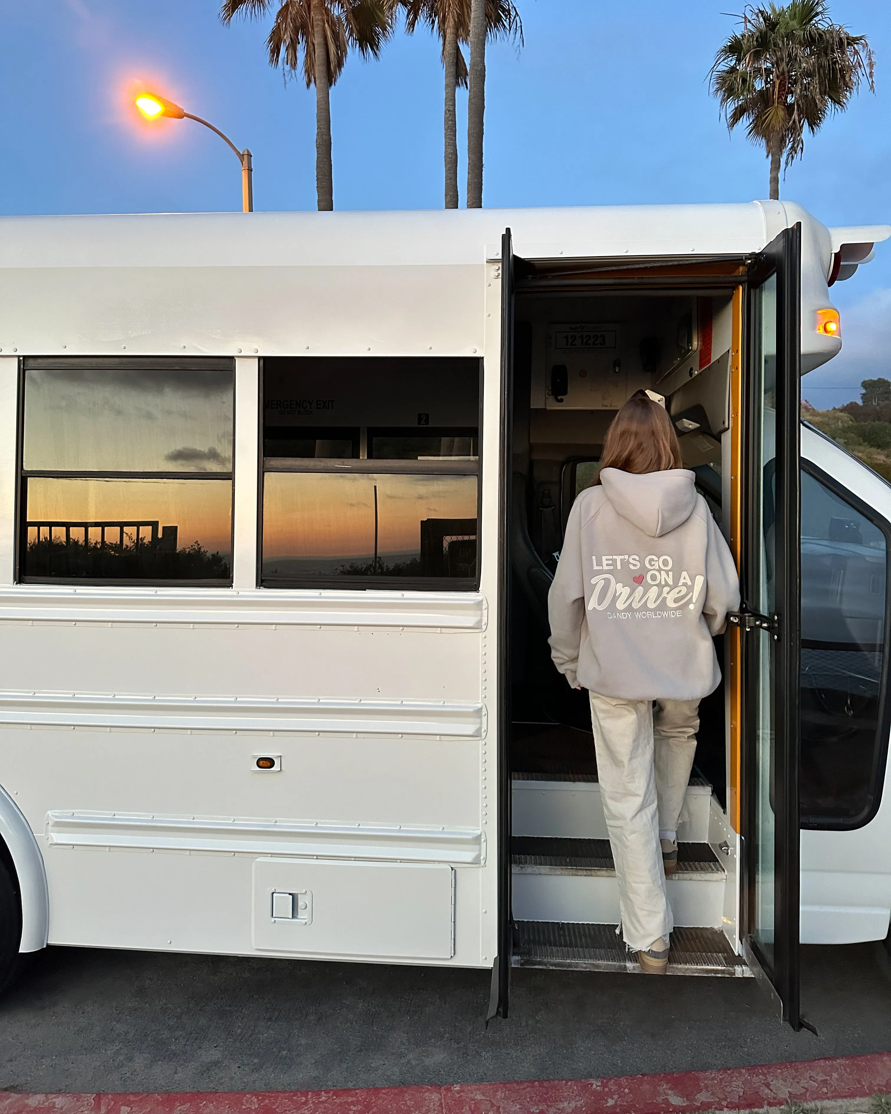 "Let's Go on a Drive" Oversized Lux Hoodie in Light Gray