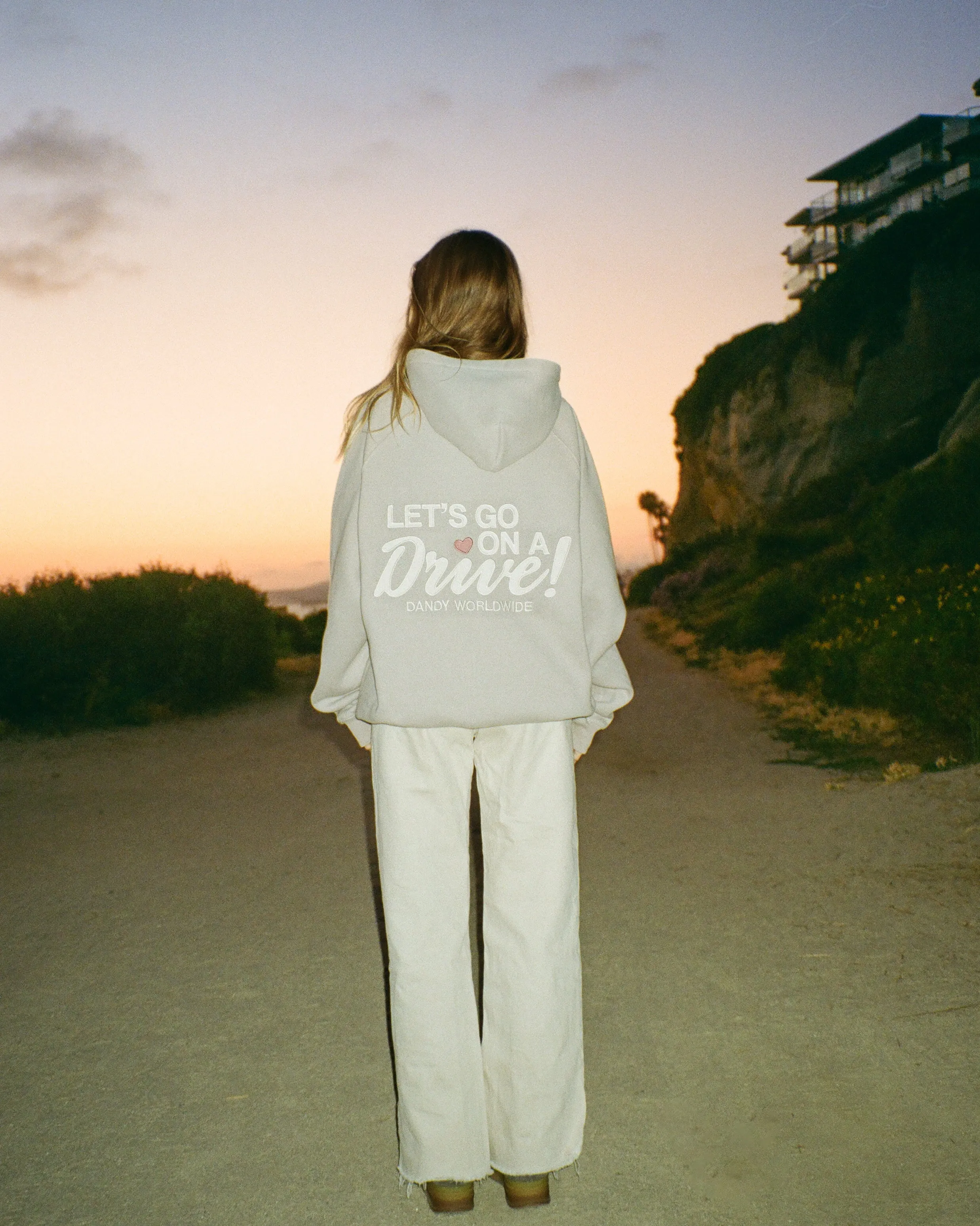 "Let's Go on a Drive" Oversized Lux Hoodie in Light Gray