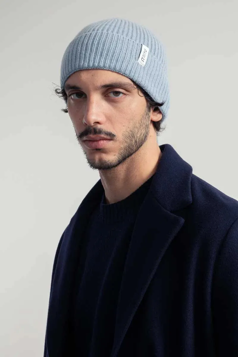 Recycled Cashmere Beanie Marcello - Dusty Blue