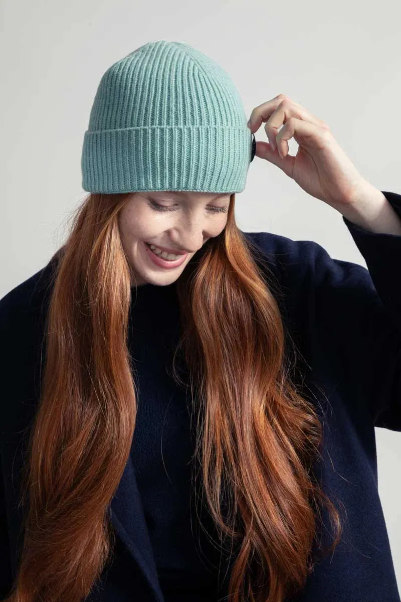 Recycled Cashmere Beanie Marcello - Mint Green