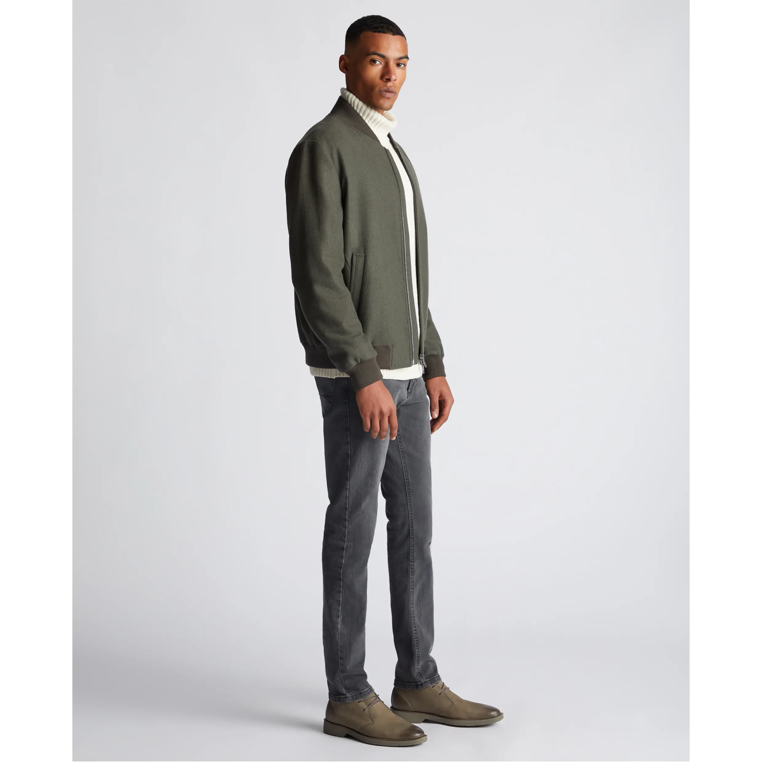 Remus Uomo Flannel Bomber Jacket Green 80471