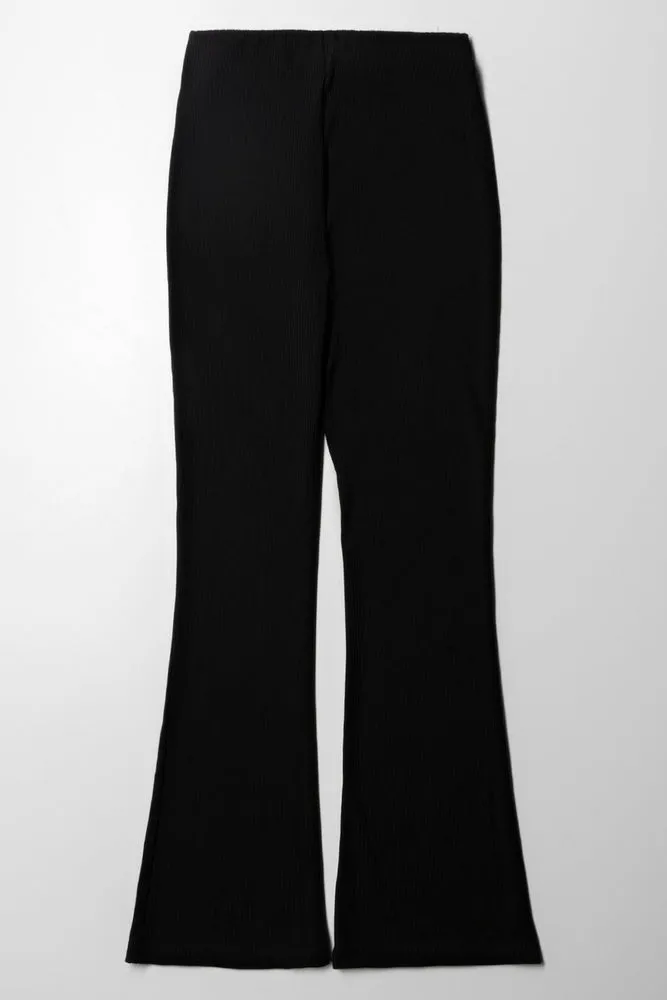 Rib Flare Leggings Black