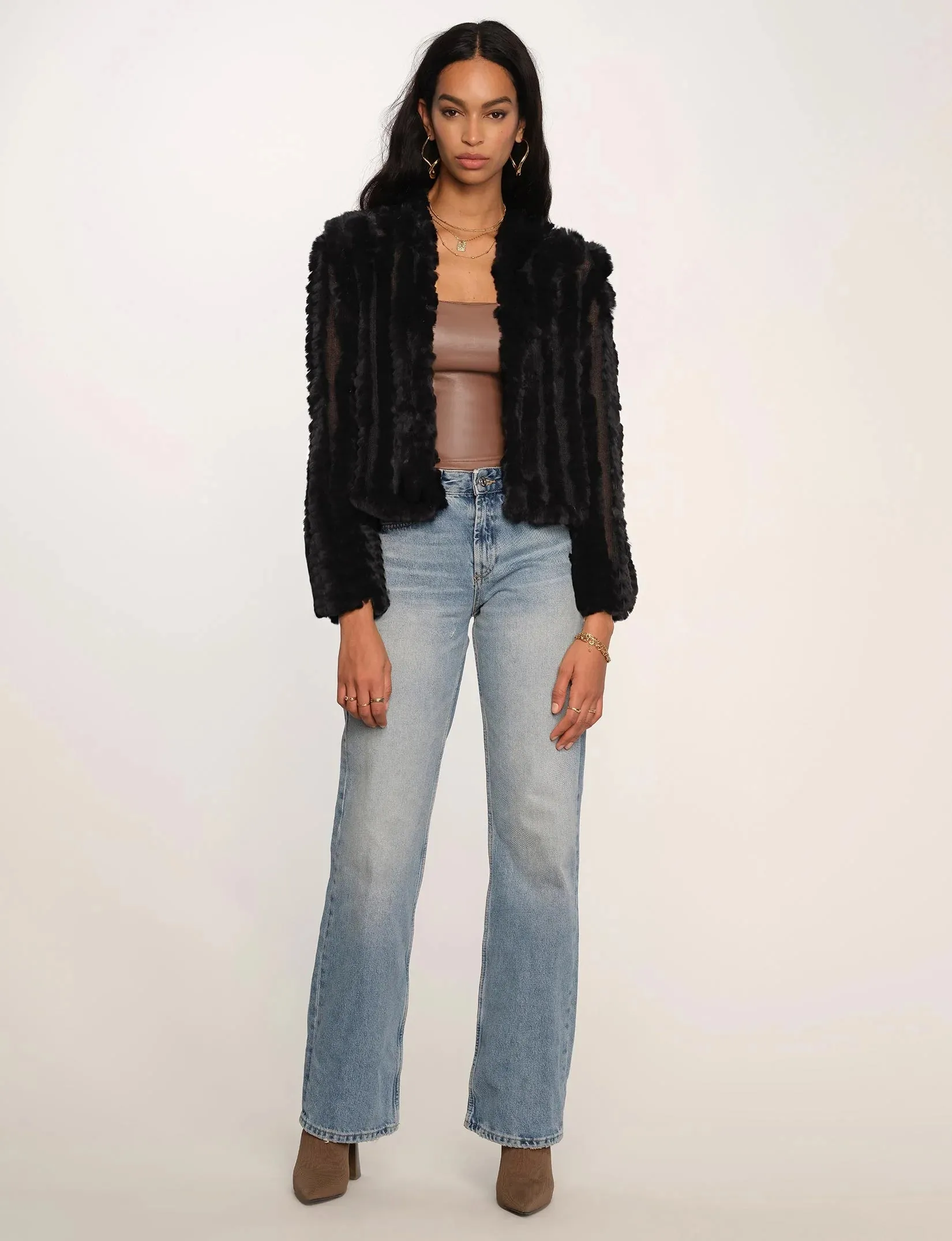 Rosa Fur Jacket - Black