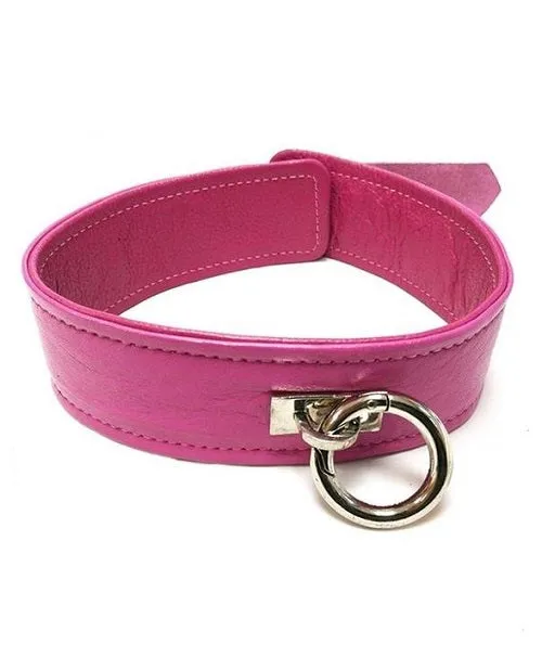 Rouge Plain Leather Adjustable Collar 1 Ring - Pink