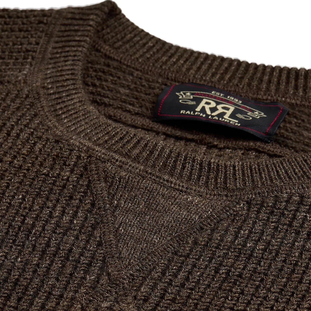 RRL by Ralph Lauren Waffle-Knit Cotton-Wool Jumper Dark Olive Heather