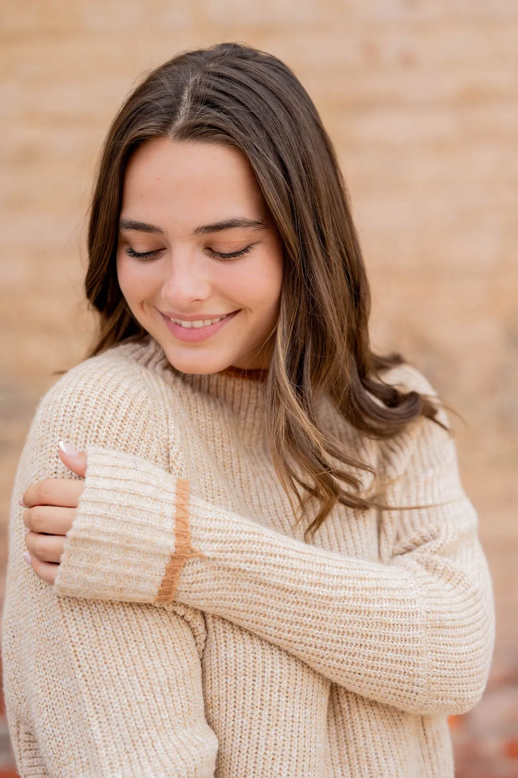 Solid Trim Knit Sweater