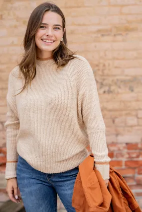 Solid Trim Knit Sweater