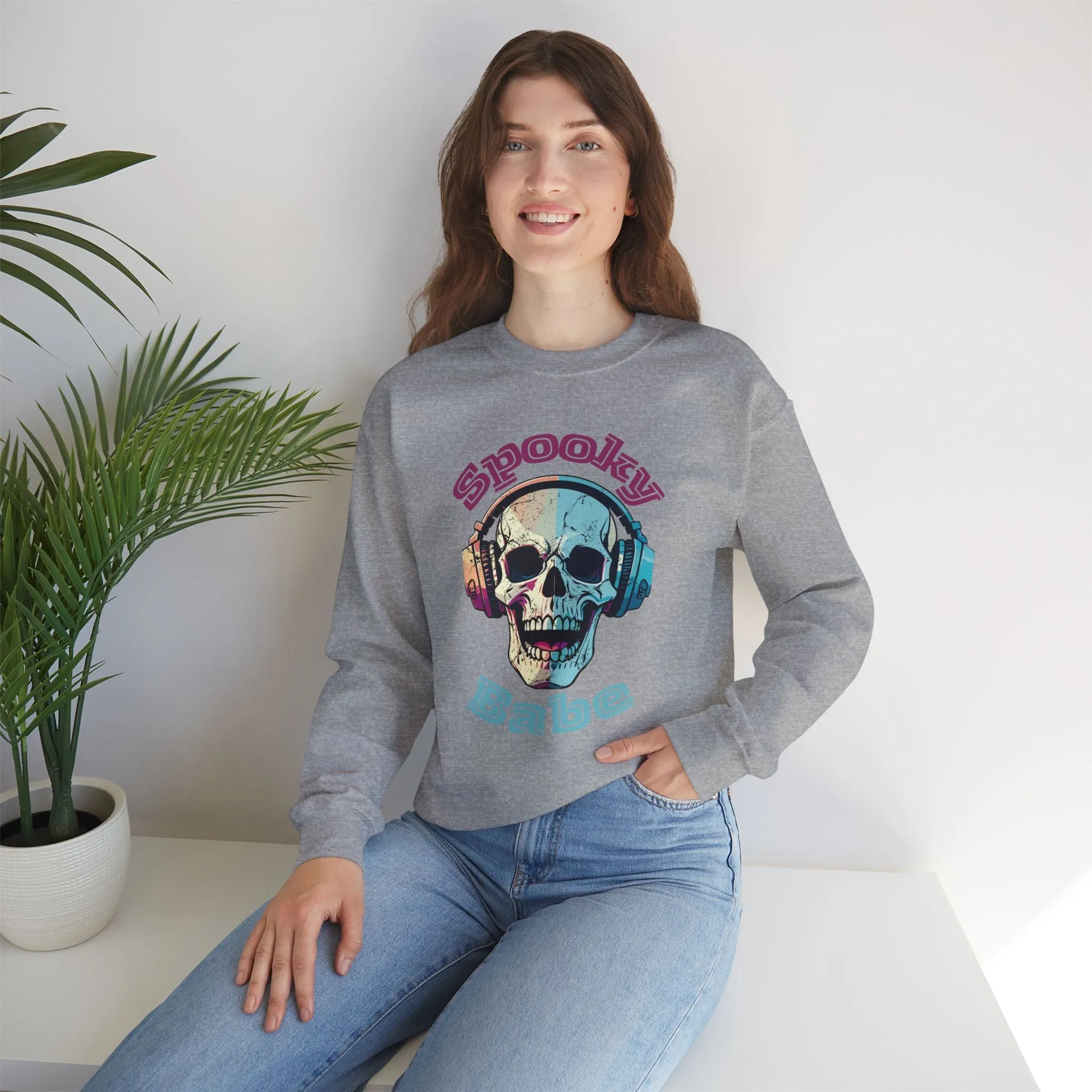 Spooky Babe Halloween Sweatshirt, Happy Halloween Sweatshirt - Unisex Heavy Blend Crewneck, Halloween Sweatshirt, Cute Spooky Ghost sweatshirt.