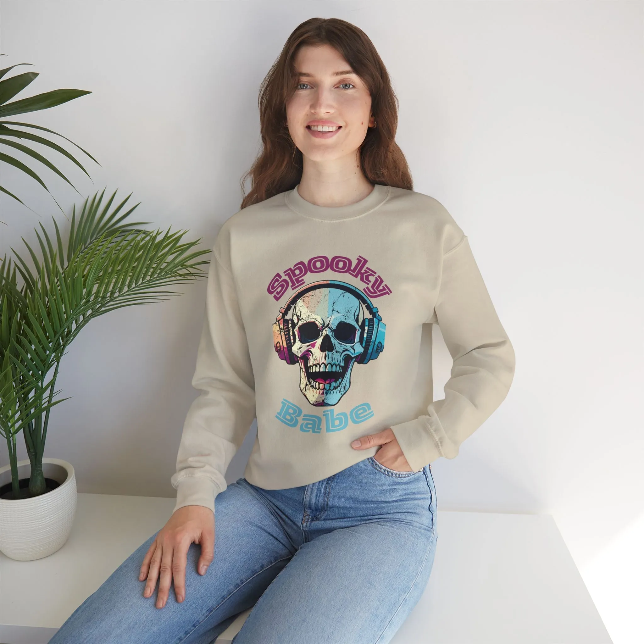 Spooky Babe Halloween Sweatshirt, Happy Halloween Sweatshirt - Unisex Heavy Blend Crewneck, Halloween Sweatshirt, Cute Spooky Ghost sweatshirt.