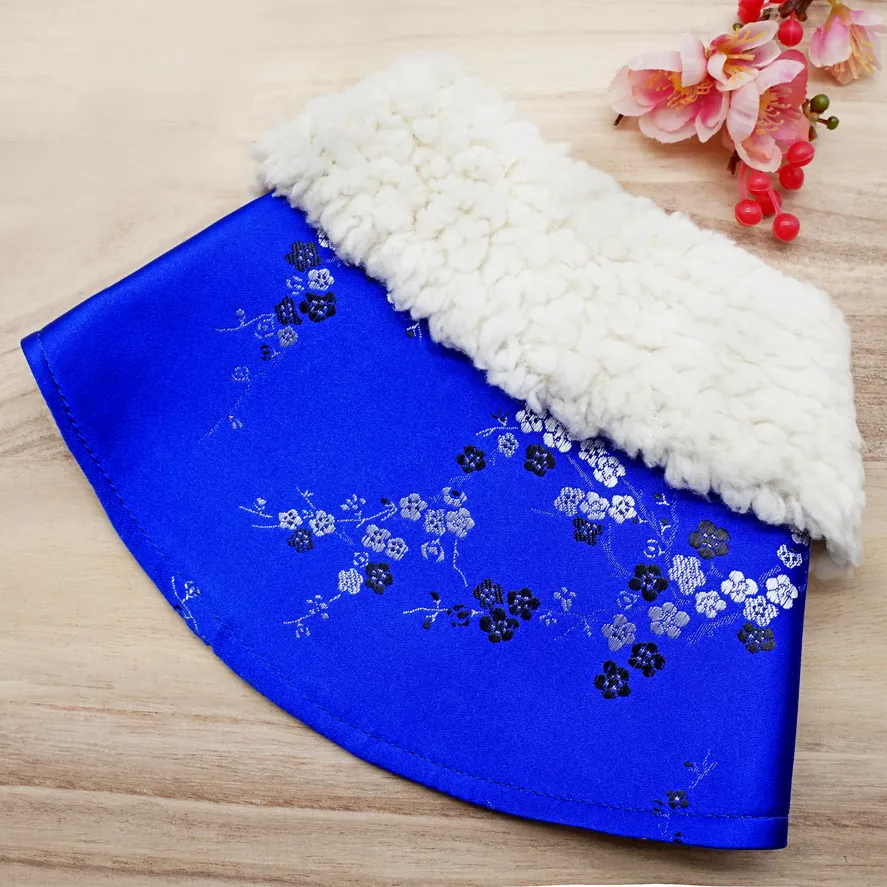 Spring Of Energy in Electric Blue Blossoms CNY Cape with Faux Fur Collar