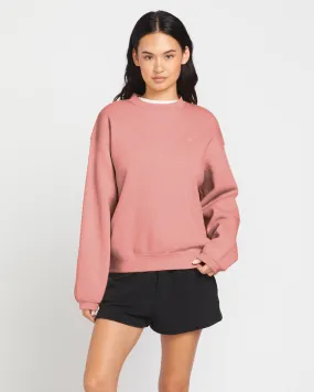 Stone Heart Up Crew Sweatshirt - Mauve Rose