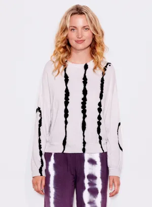 Stripe Tie Dye Sweatshirt, White/Black