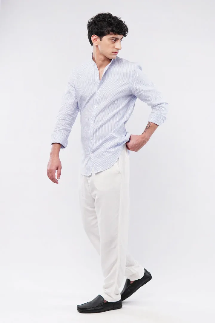 Striped Linen Shirt - Blue & White