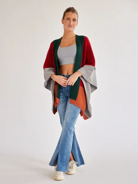 TEEK - Colorblock Knitted Cardigan Shawl