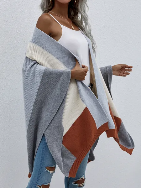 TEEK - Colorblock Knitted Cardigan Shawl