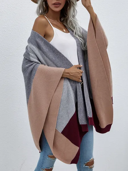 TEEK - Colorblock Knitted Cardigan Shawl