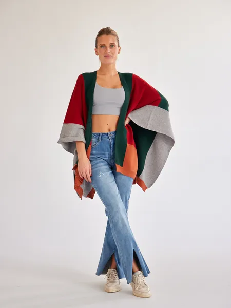 TEEK - Colorblock Knitted Cardigan Shawl