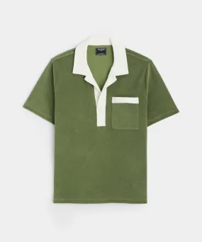 Terry Pocket Polo in Green Leaf