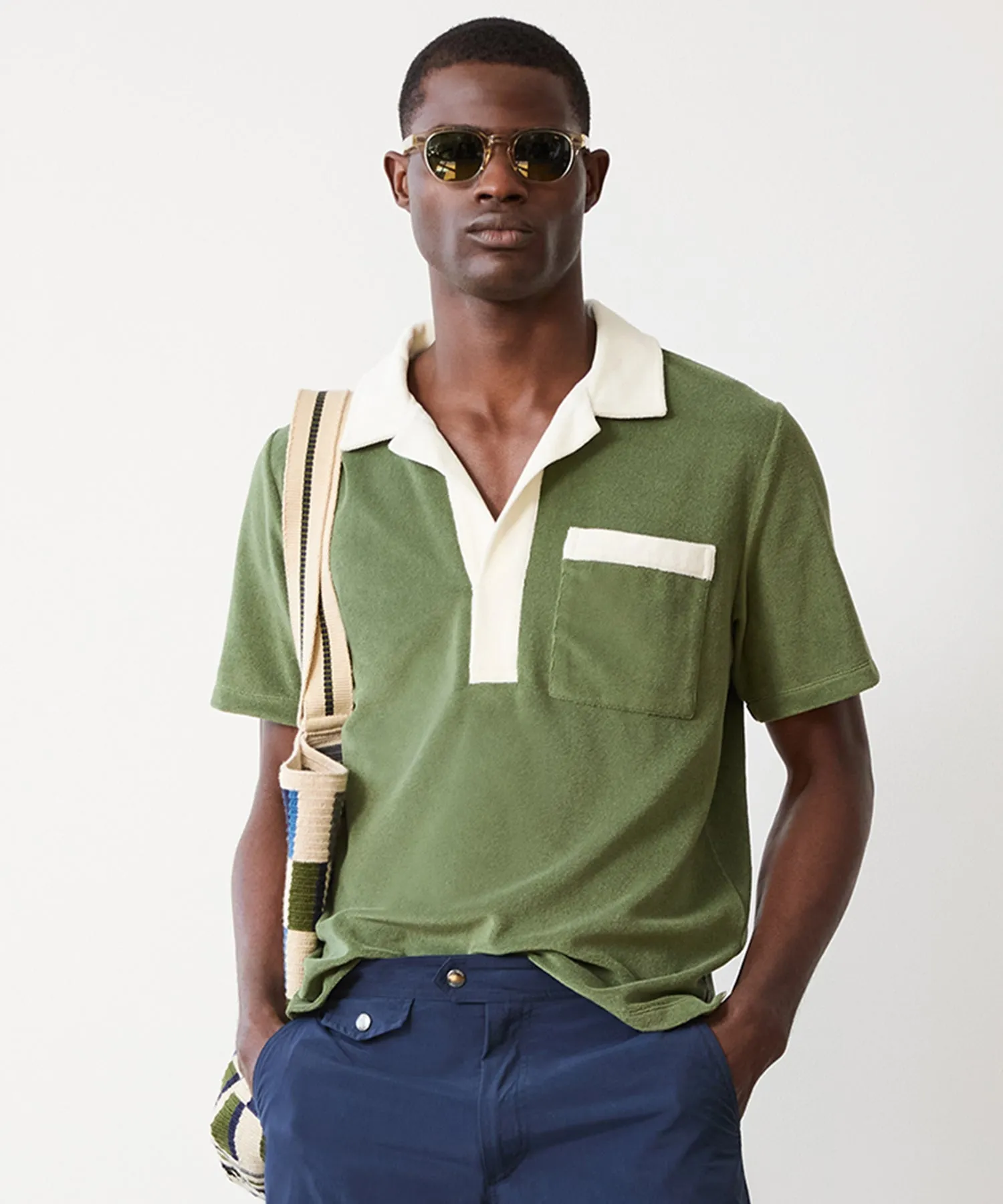 Terry Pocket Polo in Green Leaf