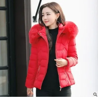 Trendy Faux Fur Hooded Puffy Coat