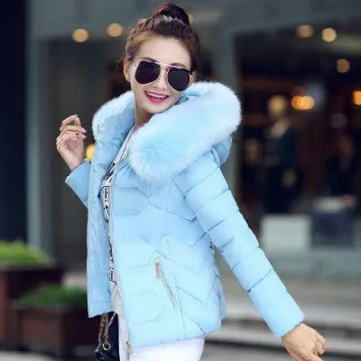 Trendy Faux Fur Hooded Puffy Coat