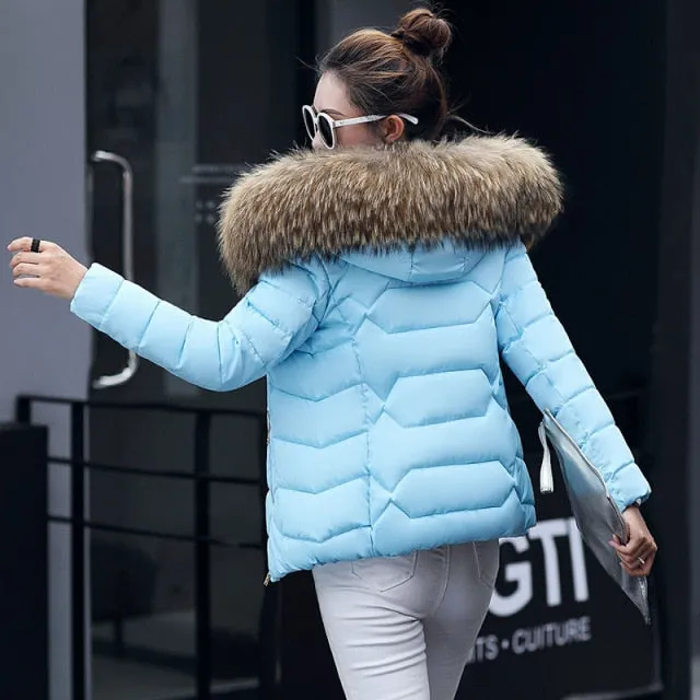 Trendy Faux Fur Hooded Puffy Coat