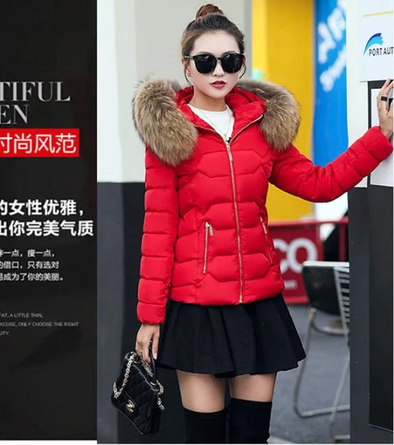 Trendy Faux Fur Hooded Puffy Coat