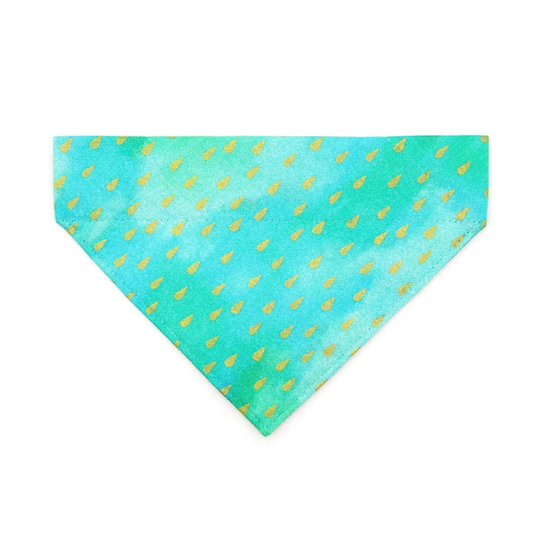 Turquoise Cat Bandana - "Splash - Aqua Ombre" - Aquatic Water Raindrop Bandana for Cat   Small Dog / Summer / Slide-On Over the Collar Bandana