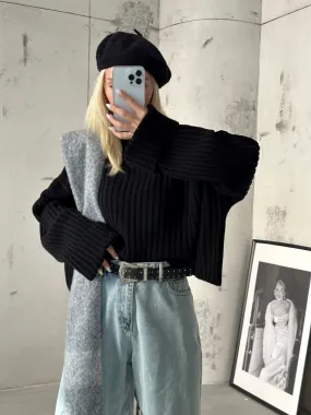 Turtleneck Ribbed Crop Sweater