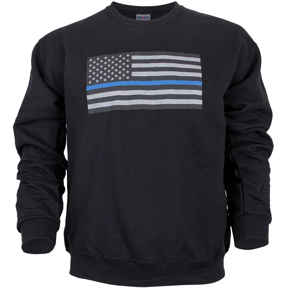 USA Flag Thin Blue Line Crewneck Sweatshirt