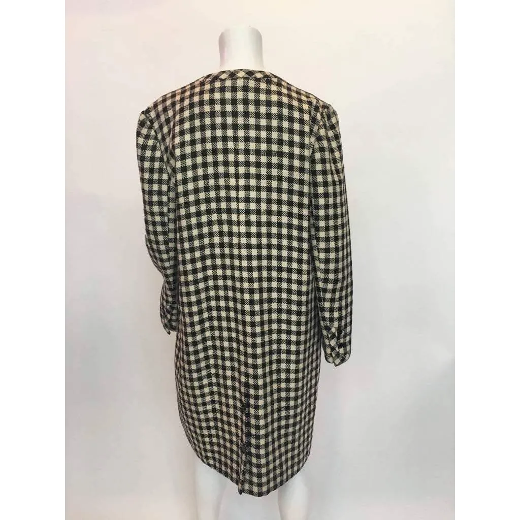 VALENTINO Black & White Checkered Wool Coat | Size XS/S