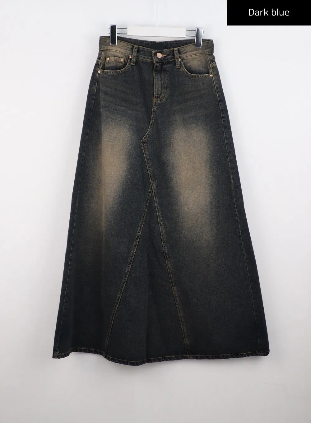 Vintage Wash Maxi Denim Skirt CS321