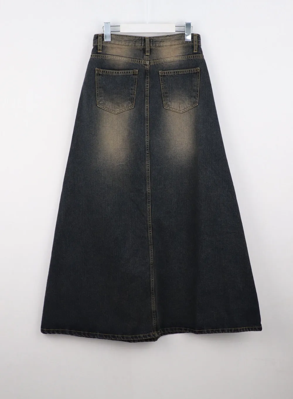 Vintage Wash Maxi Denim Skirt CS321